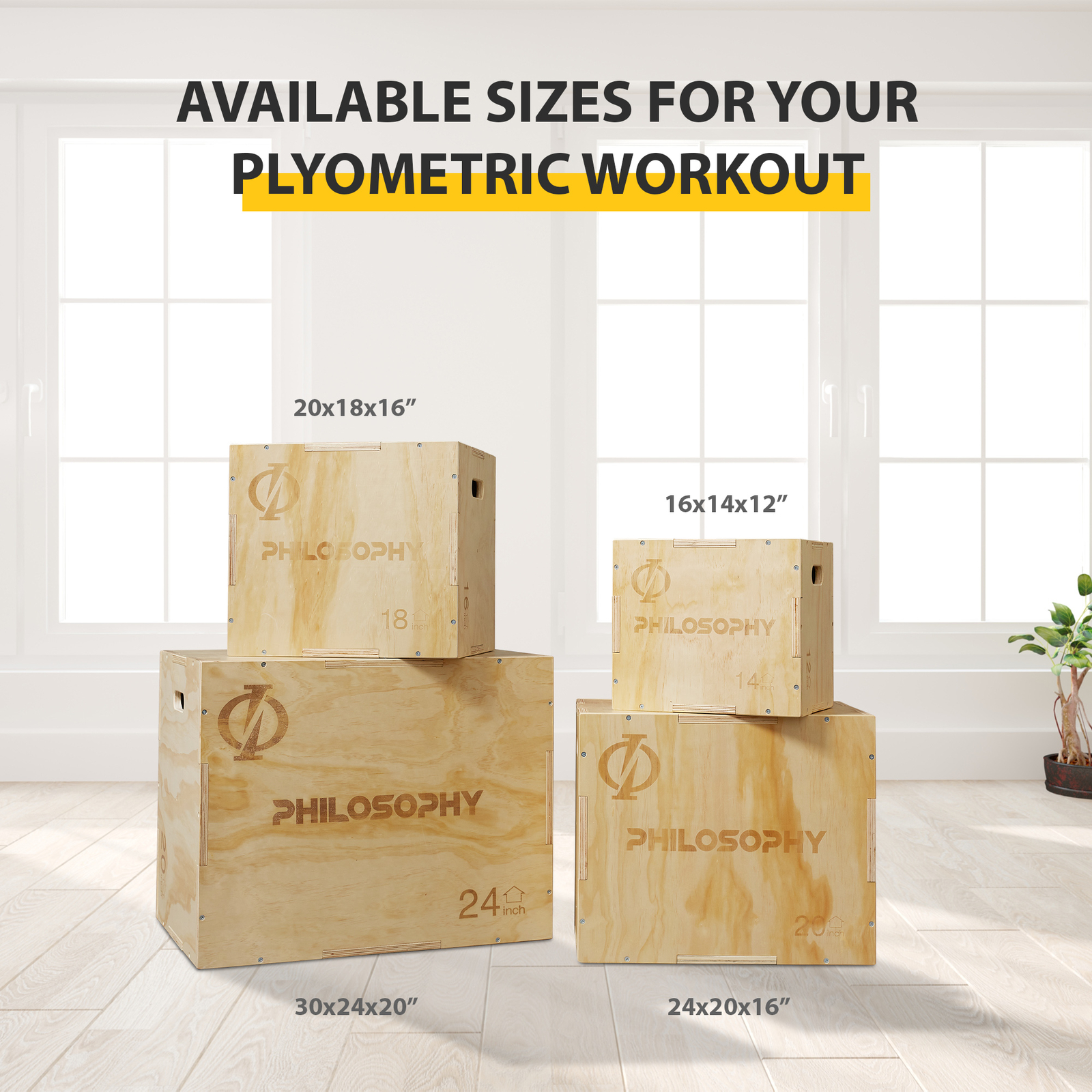 3 in 1 Wood Plyometric Box, Jump Box for Training & Conditioning