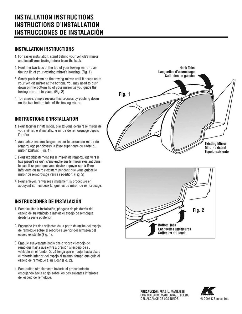 K Source (81300 Towing Mirror