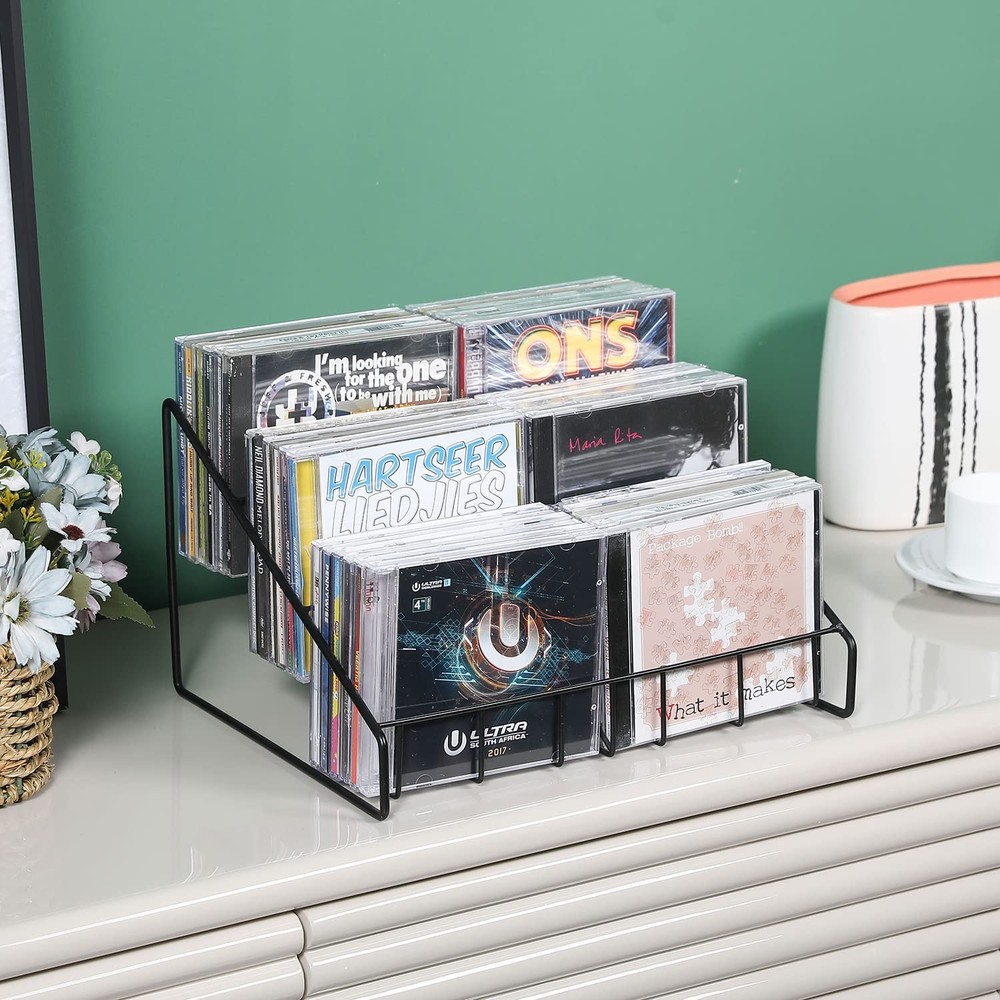 MyGift CD Display Stand, Rack Tower, 3-Tier DVD Stand 1 Rack, Black