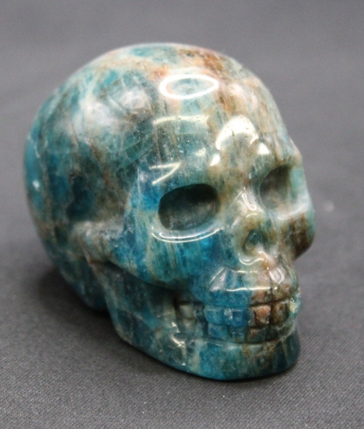 Blue Apatite High Quality Hand Carved Crystal Skull Healing Rock Natural Mineral