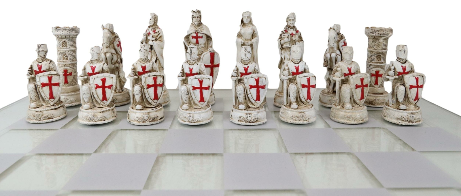 Ebros Crusader Christian Kingdom VS Ottoman Empire Chess Pieces Glass Board Set