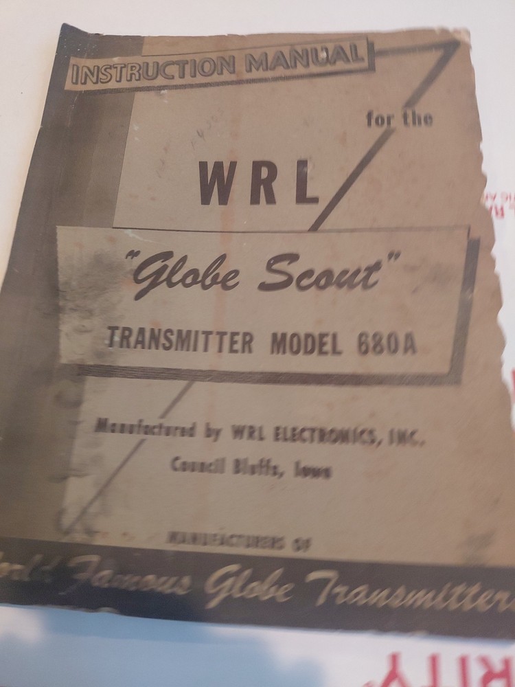 WRL GLOBE SCOUT 680A TRANSMITTER Instruction Manual ONLY ESTATE GRBT