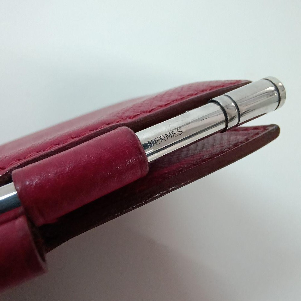 Used HERMES red leather notebook cover