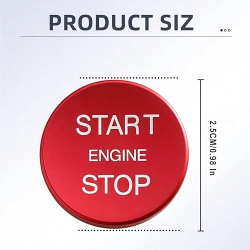 Push Start Button Cover, Aluminum Car Engine Start Stop Button Cover, 1 PC Red