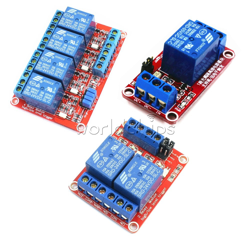 5V/9V/12V/24V 1/2/4 Channel Optocoupler Relay Support High Low Level Trigger