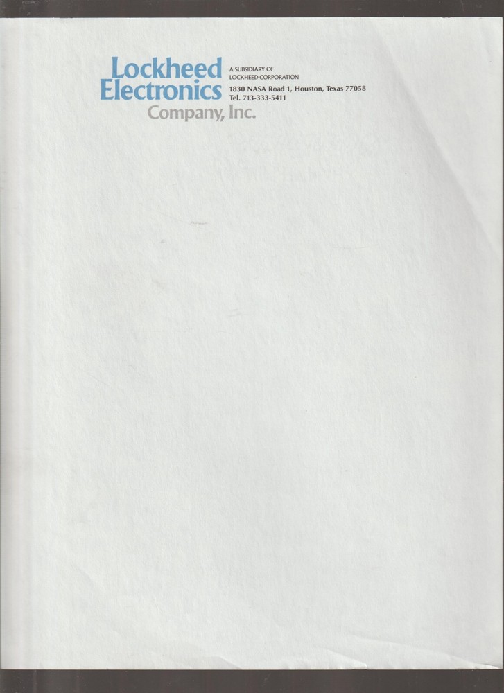 Lockheed Electronics Letter Head and System/Services Division 1979