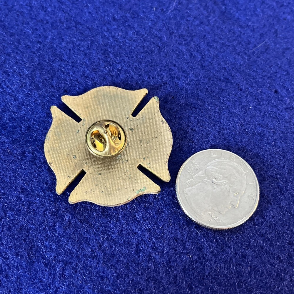 VINTAGE FIREFIGHTER FIRE FIGHTER FIRST RESPONDER MINI SHIELD LAPEL PIN