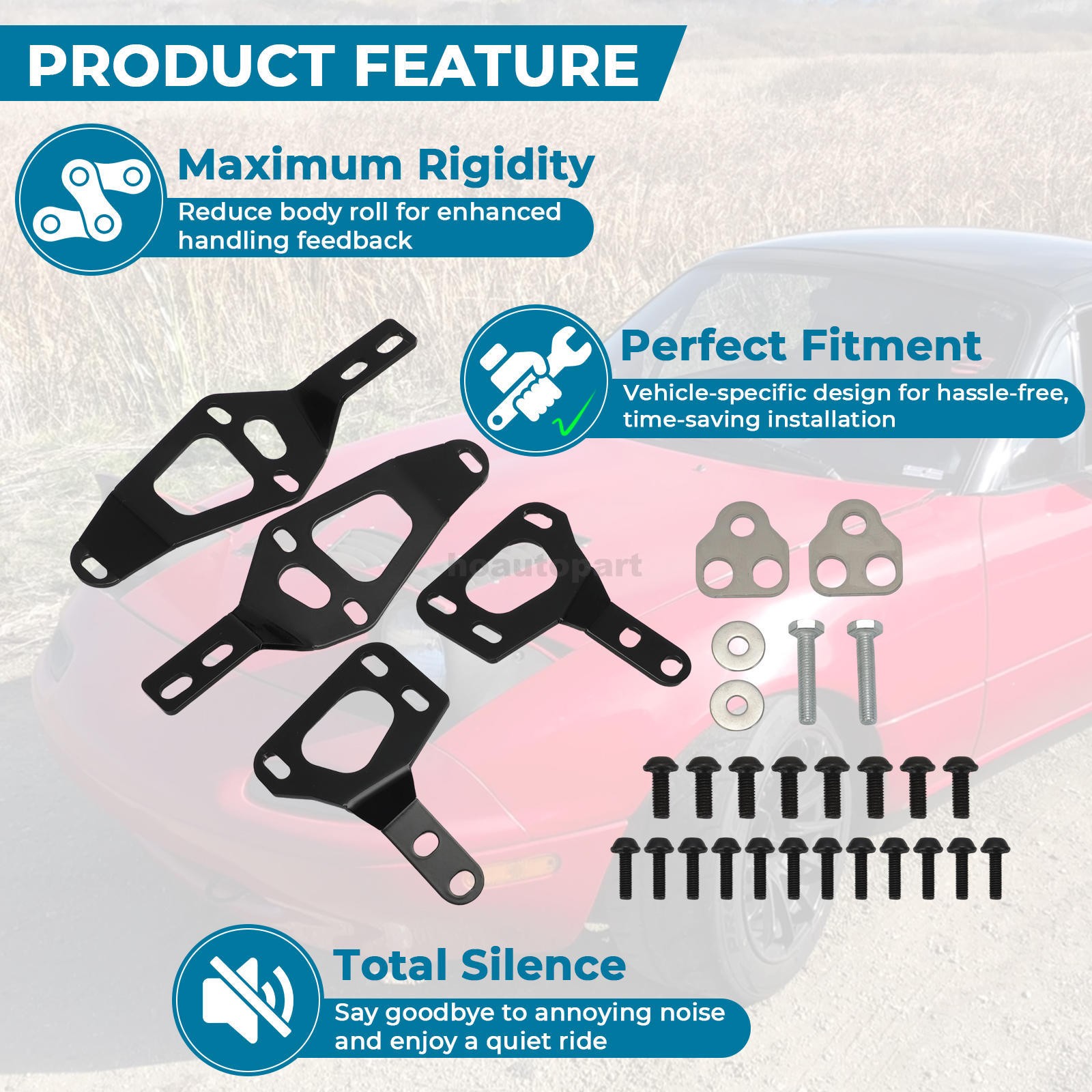 For Mazda MX5 Miata NA NB Full Hardtop Mount Brackets & Hardware Set 1990-2005