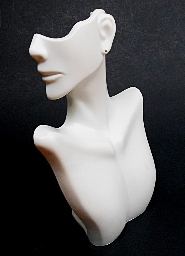 Jewelry Bust Display Stand Art Deco Style White Resin Necklace & Earring