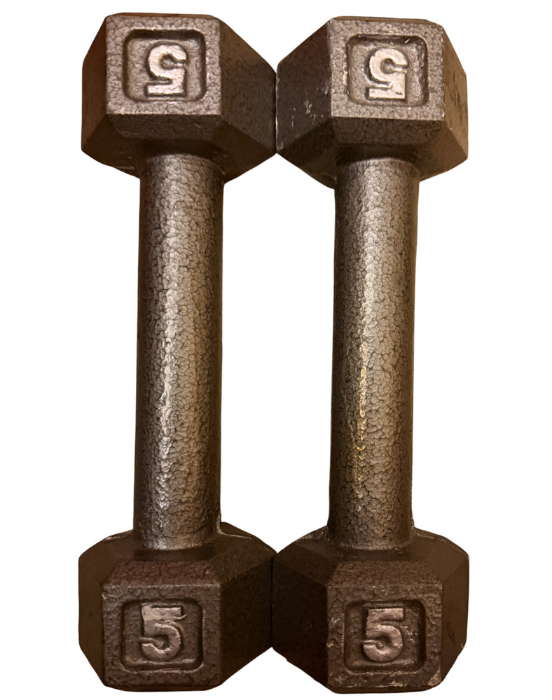 Cast Iron Hex Dumbbells 5lbs Set Clean