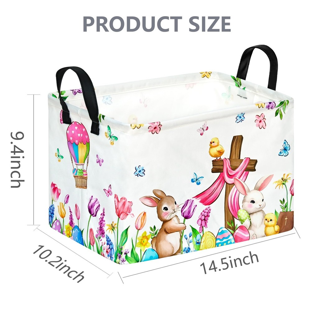 VAIVUSTO Easter Storage Basket Easter Bunny Storage Bin Collapsible Nursery H...