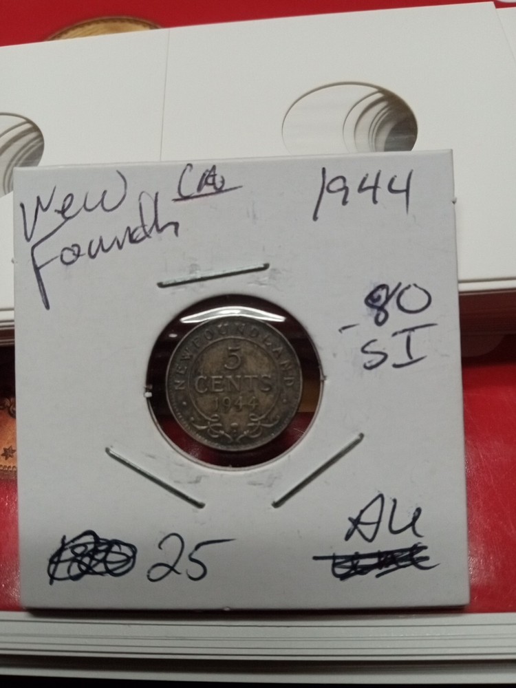 1944  Canada New Foundland 80% Silver AU