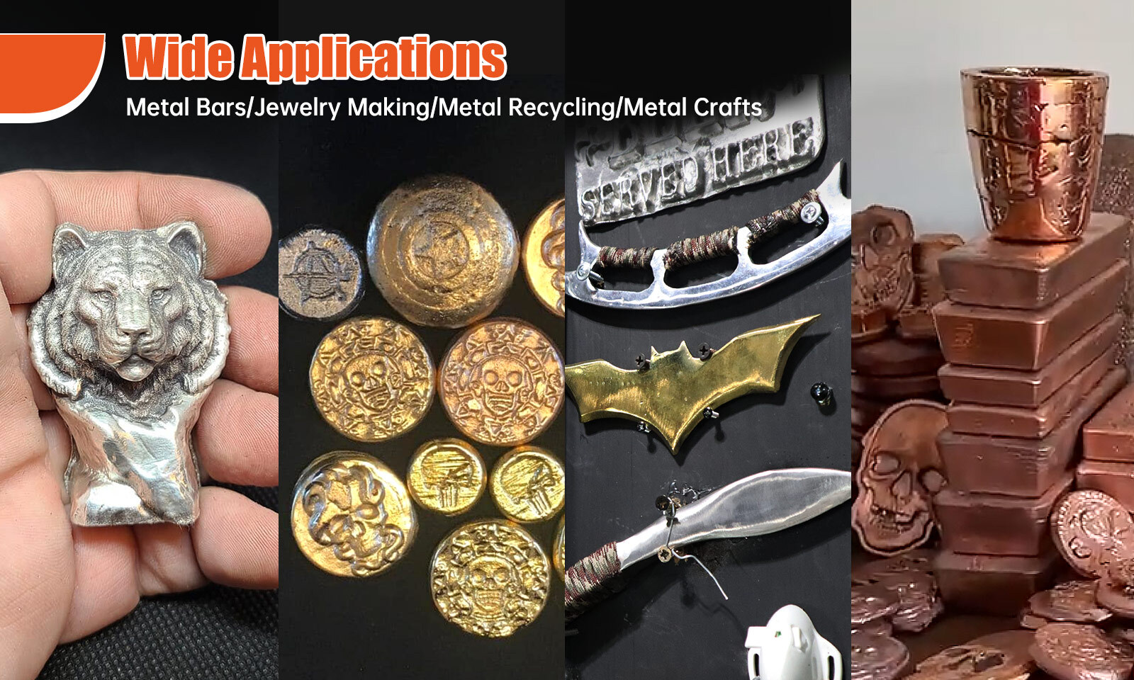 TOAUTO 1800W Electric Gold Melting Furnace 6.6LB Crucible Casting Ingot Mold Kit