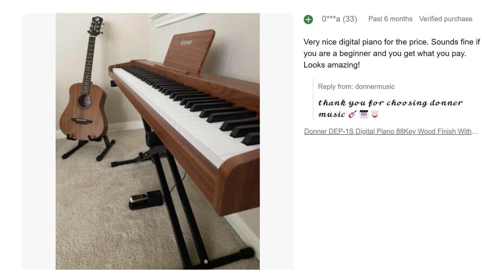 Donner DEP-1S Digital Piano Keyboard with Stand, Sustain Pedal