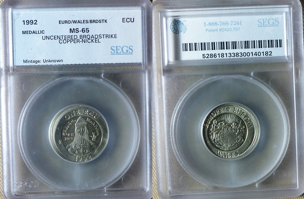 Error:Europa Pattern 1992 UK Ecu , Uncentered Broadstruck MS65 CT200