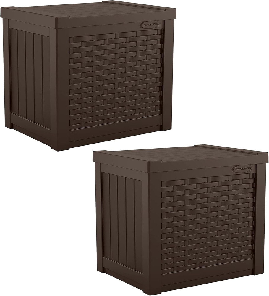 2 Pack 22-Gallon Resin Deck Boxes - Stylish Patio Storage & Seating, Java Brown