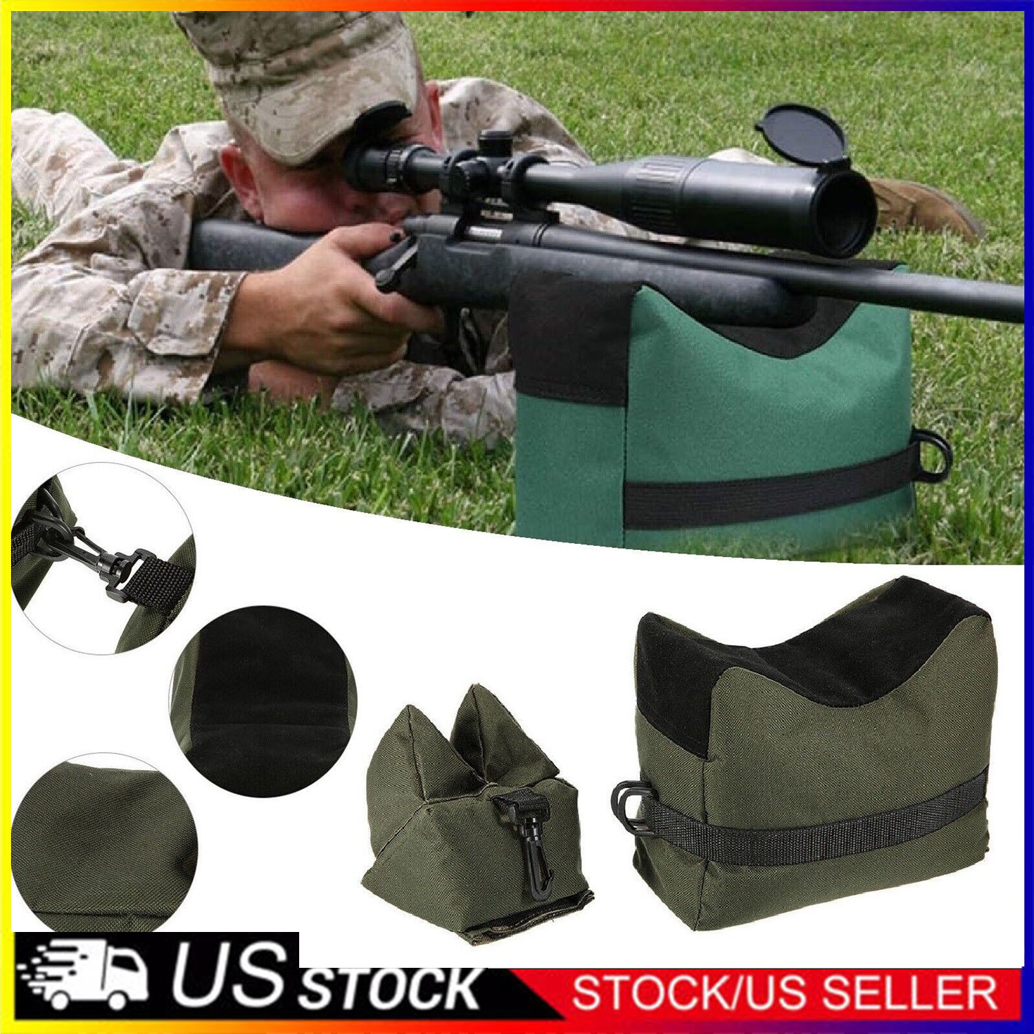 Shooting Range Sand Bag Tactical Rifle Gun Target Hunting Rear Sandbag Bench Set