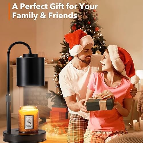 Candle Warmer Lamp with Timer & Dimmer, Height Adjustable Electric Wax Black