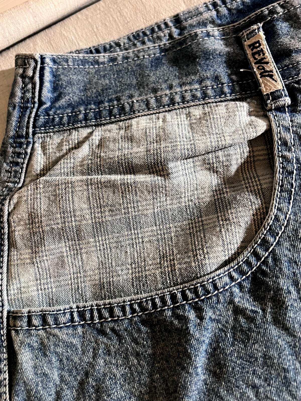 Revolt Ladies Vintage Medium Wash "Bareback" Shorts SIZE 22