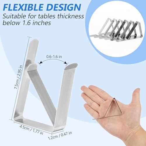Pack Tablecloth Clips - Rust-Proof Table Cloth Holder Clips for Outdoor & 6