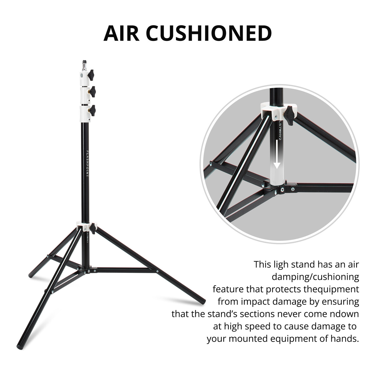Flashpoint Pro Air-Cushioned Heavy-Duty Light Stand (White, 7.2') #FP-S-7-WH-V2