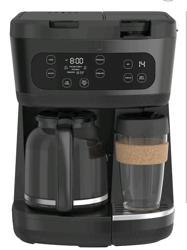 bella PRO  MultiBrew 12-Cup Drip & Single-Serve Coffee Maker - Black Stainless