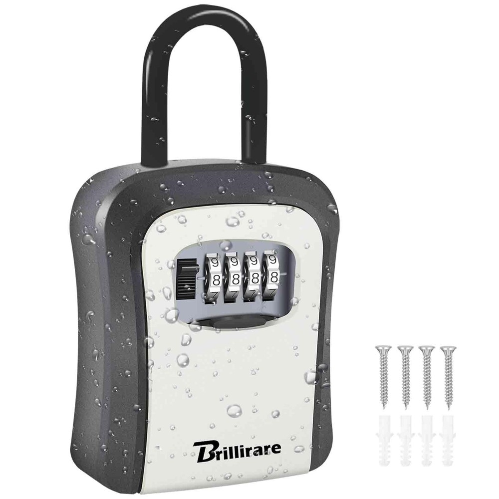 Key Lock Box, Waterproof 4 Digits Combination Lockbox with Removable Shackle,...