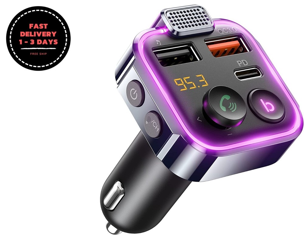 Transmisor FM Bluetooth para adaptador de coche, micrófono más fuerte y bajo.VIP