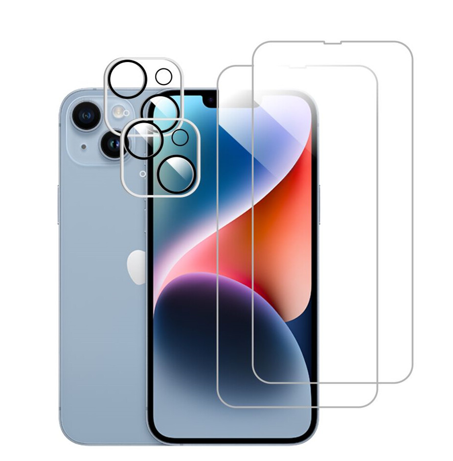 2Pack Tempered Glass Screen/Camera Protector For Apple iPhone 15 Plus/Pro Max