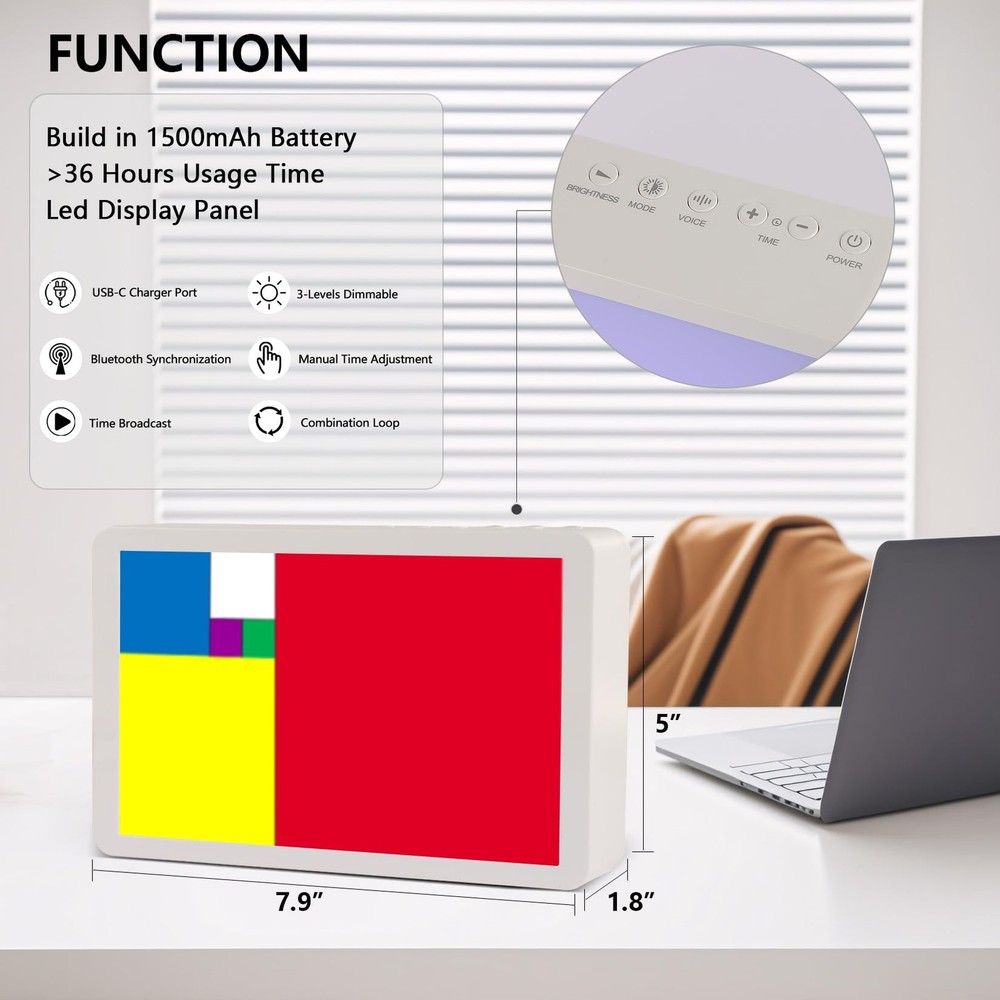 Fibonacci Clock Homeschool Mathematical Timepiece: Table Clock with Dynamic C...