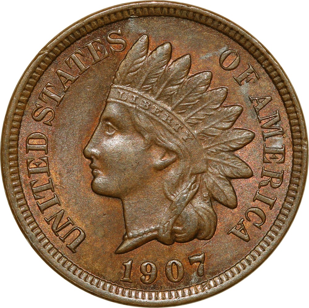 1907 Indian Cent Mint State **SNOW 25 REPUNCHED DATE**