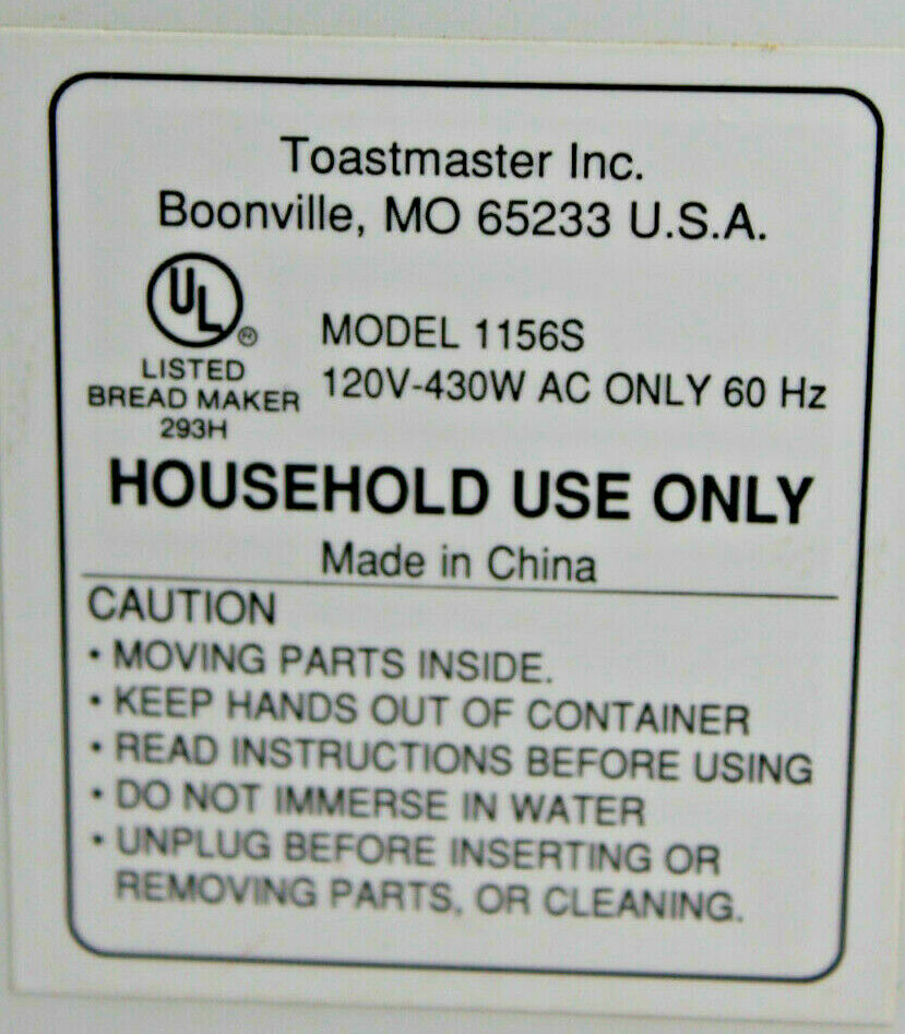 Kneading Paddle for Toastmaster Bread Box Breadmaker Machine Model 1156s (S18)