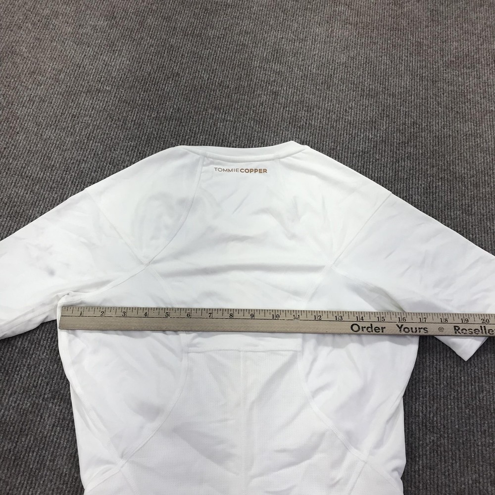 Tommie Copper Mens Medium Compression Shirt White Lower Back Support Zip Top