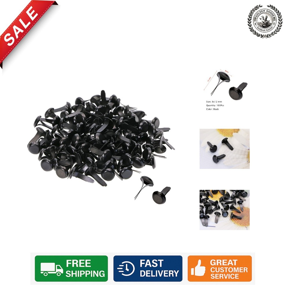 Versatile 100Pcs Black Brass Brads - Mini Fasteners for Scrapbooking Projects