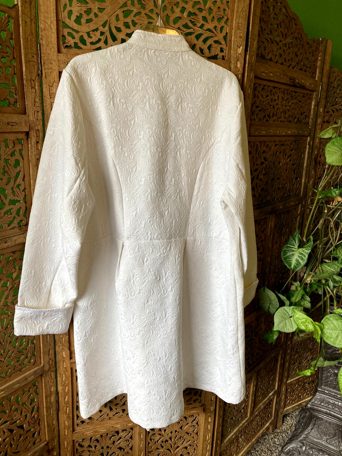 18th Century Colonial Coat Revolutionary White Damask Jacket Cosplay Halloween