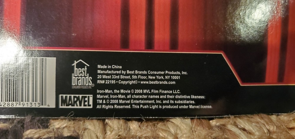 DC Comics Marvel IRON MAN push button Night Light Battery 3.5'' 2008