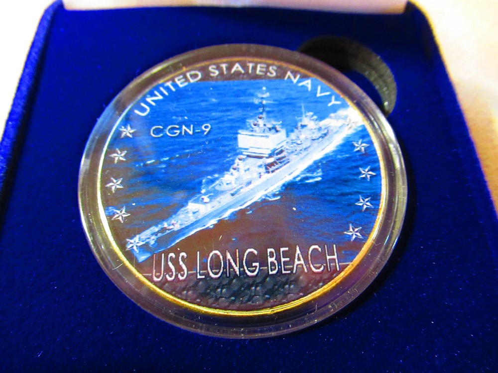 US NAVY - USS LONG BEACH CGN-9 Challenge Coin w/ Presentation Box