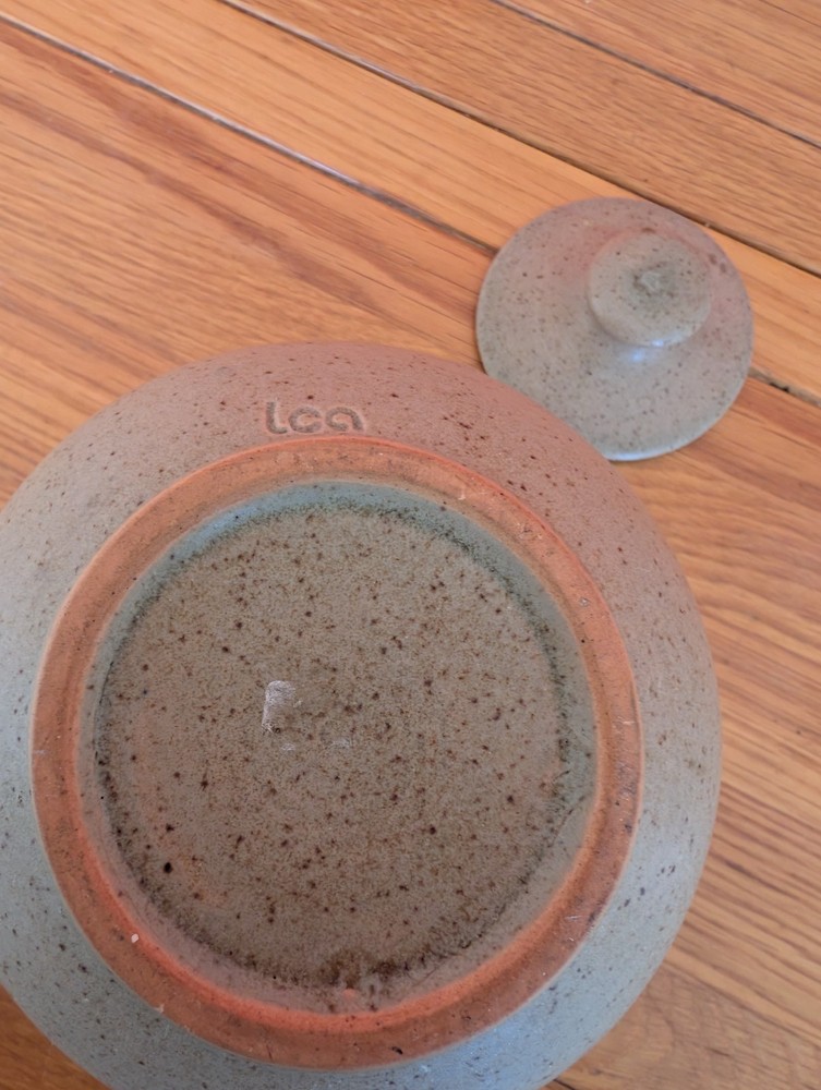 Studio Pottery lca studio Glazed Lidded pot 6.5 " high