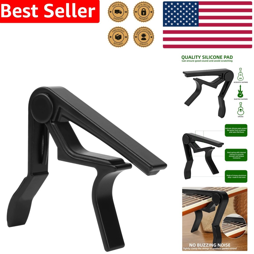 Black Guitar Capo for Acoustic & Electric Guitars - Quick & Versatile