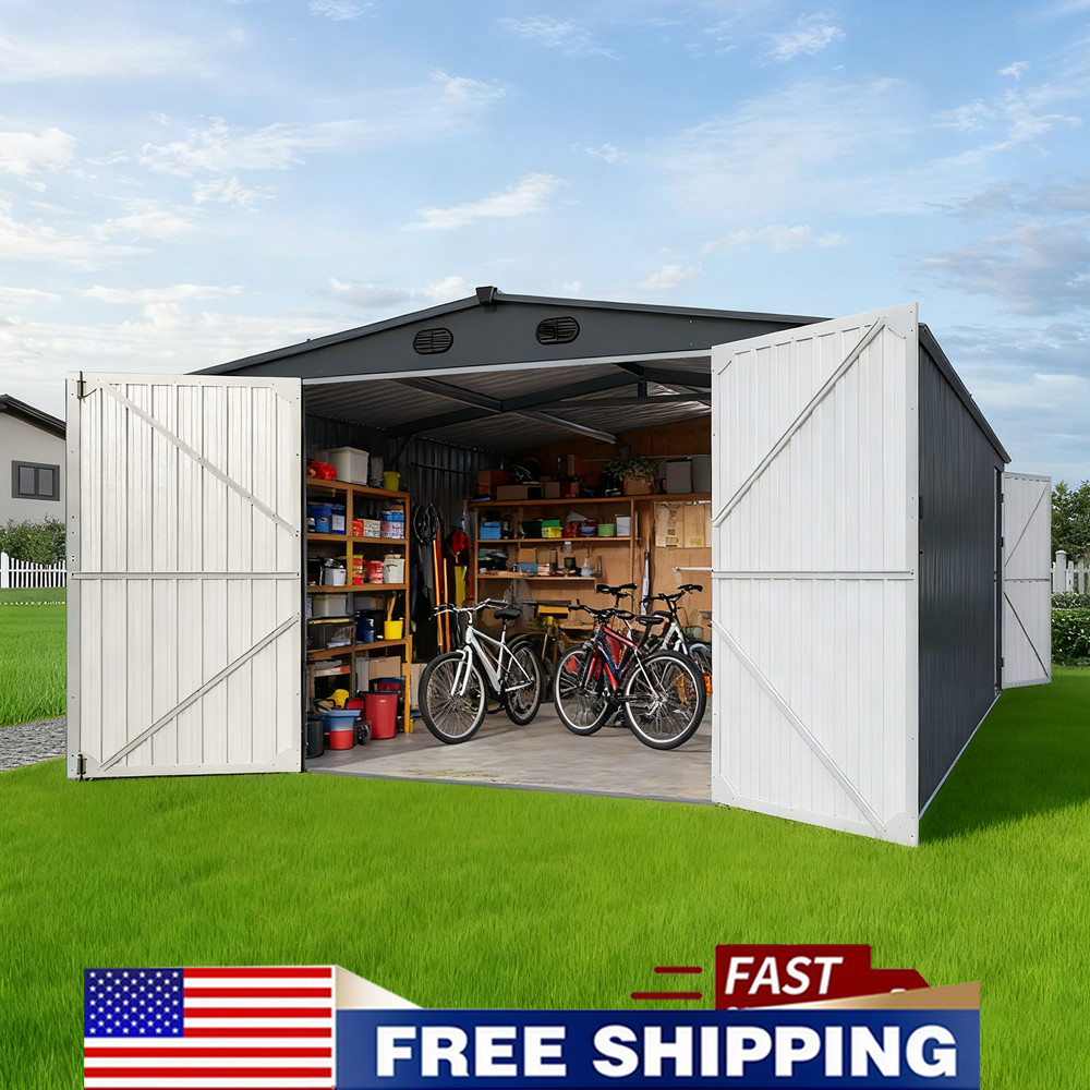NEW 20'x13' Galvanized Metal Garage Shed Outdoor Storage Shed for Vehicle/Garden