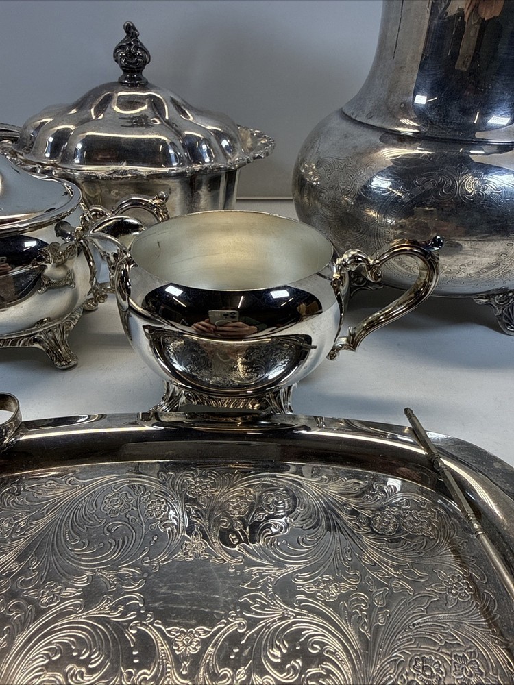 10 Piece Ascot Sheffield Design By Community Silver Plate Pitcher Tea Coffee Set
