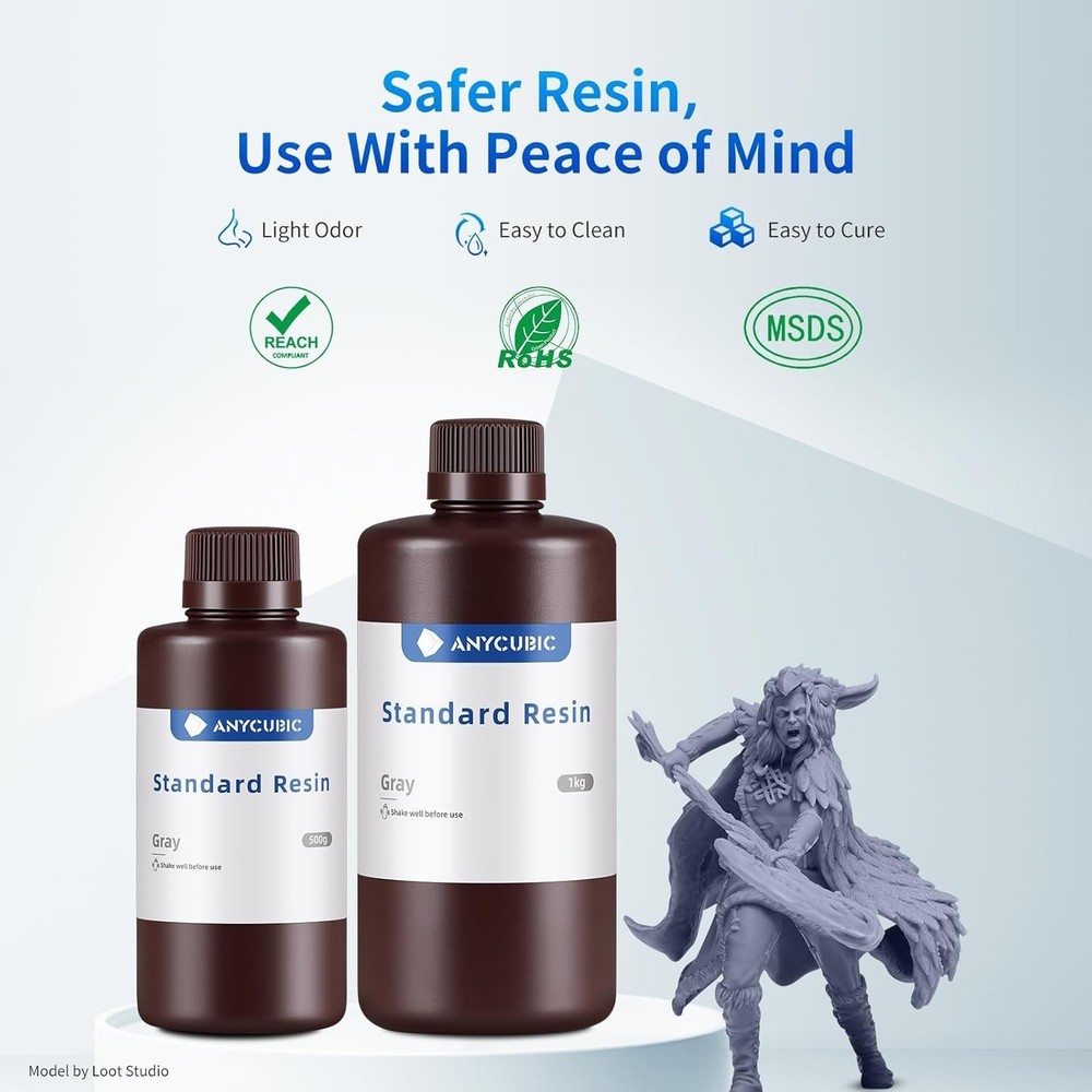 High Precision 3D Printer Resin - Quick Curing Grey, 500g for LCD Printing