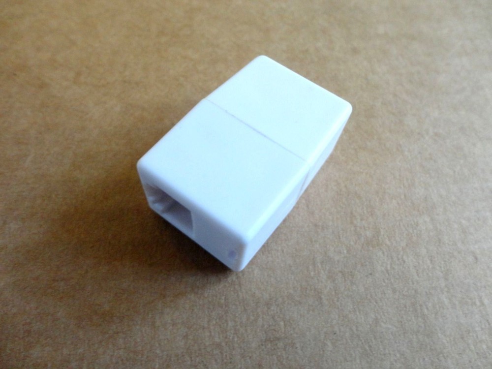 2 Modular Telephone Inline Double Jack Coupler Adapter RJ11-4C6P White