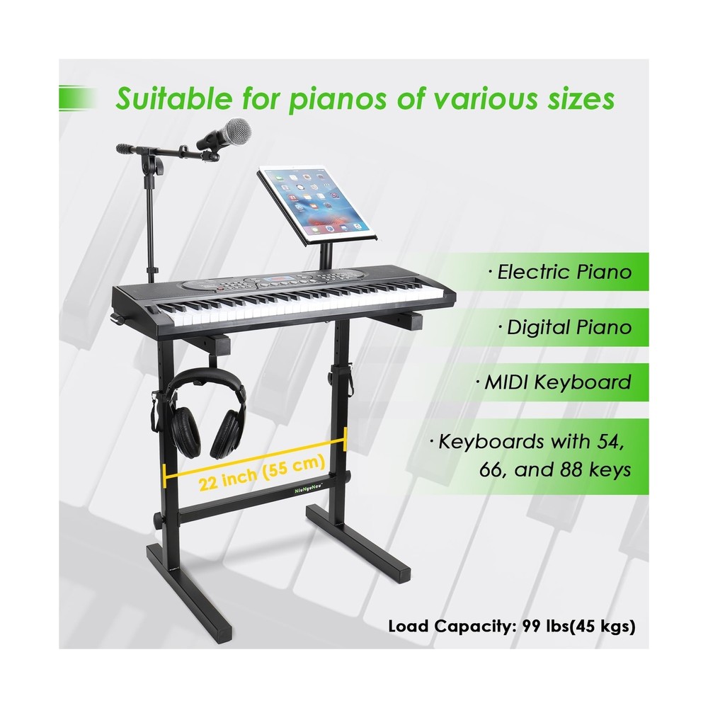 Multi-Functional Keyboard Stand Heavy Duty Piano Stand with Microphone Stand ...