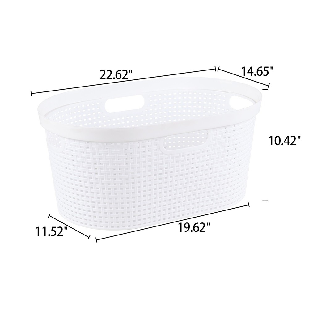 4 Pack Large Laundry Baskets, Plastic Hamper Laundry Basket, 40L, White