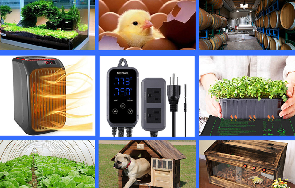 MEISAIL S10B Digital Temperature Controller 2-Stage Outlet Heating & Cooling 10A