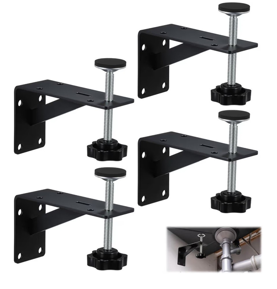 4PCS Black Undermount Sink Brackets, Adjustable Undermount Sink Support Under