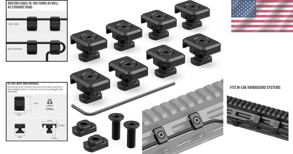 8-Pack M-LOK Compatible Pressure Switch Cable Guides for Tactical Efficiency