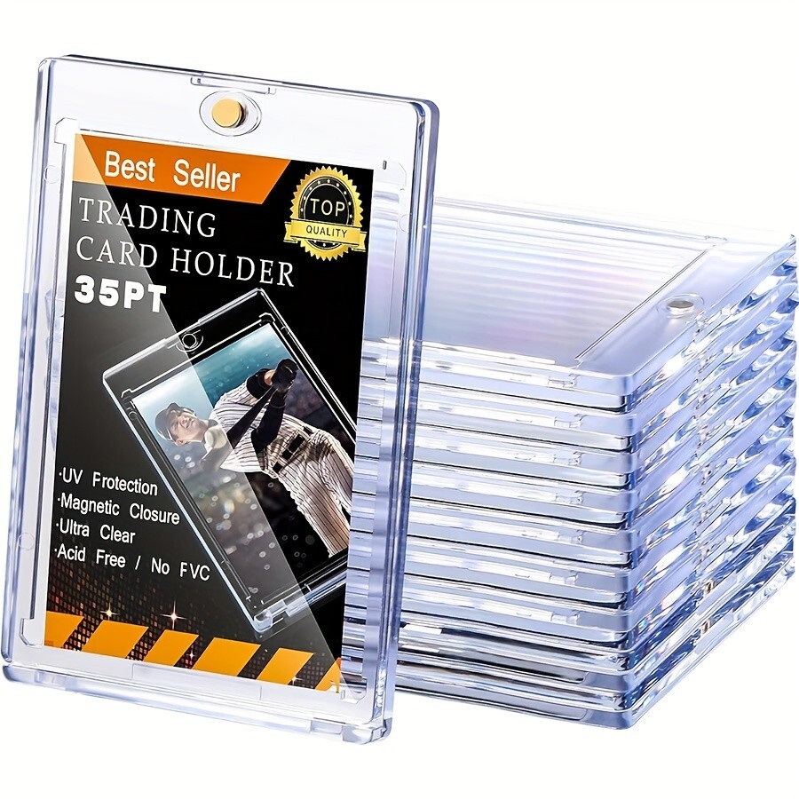 25 Pack Magnetic Trading Sports Card Holders 35pt One-Touch Hard UV Protection