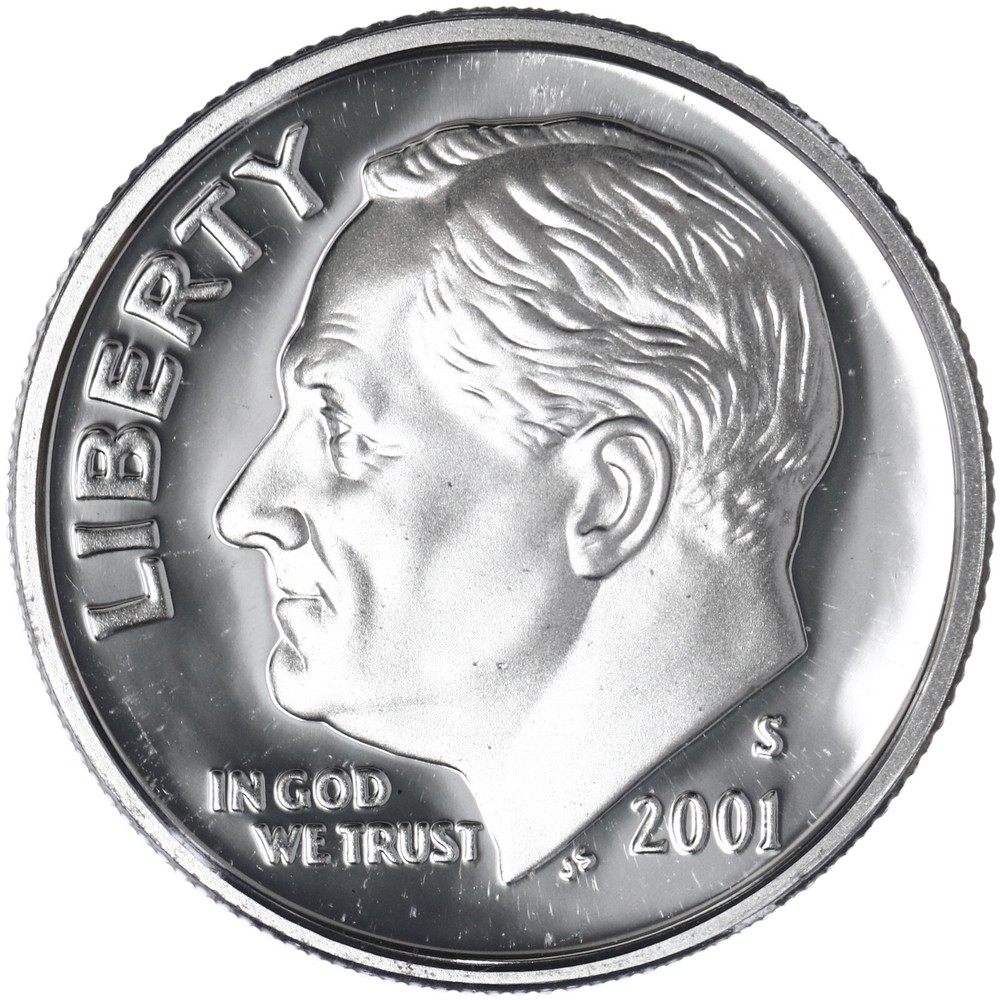 2001 S Roosevelt Dime Gem DCam Proof 90% Silver